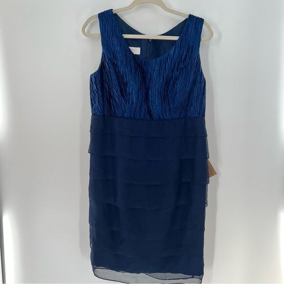 Light in the Box Formal Deep Blue Dress w/Tiered Skirt Textured Crimped Bodice - Picture 1 of 10